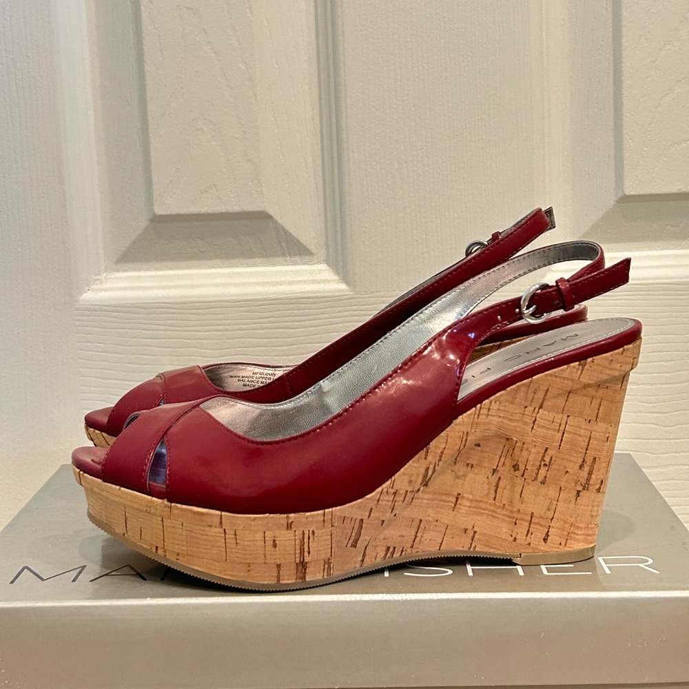 Marc Fisher Red Cork Wedges